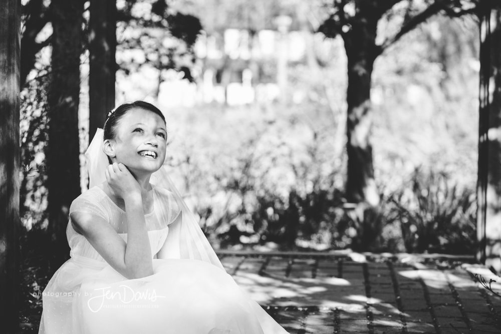 First Communion Pictures of a girl in a garden