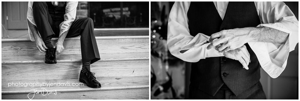 black and white of groom getting ready, top nj and PA wedding Photographer