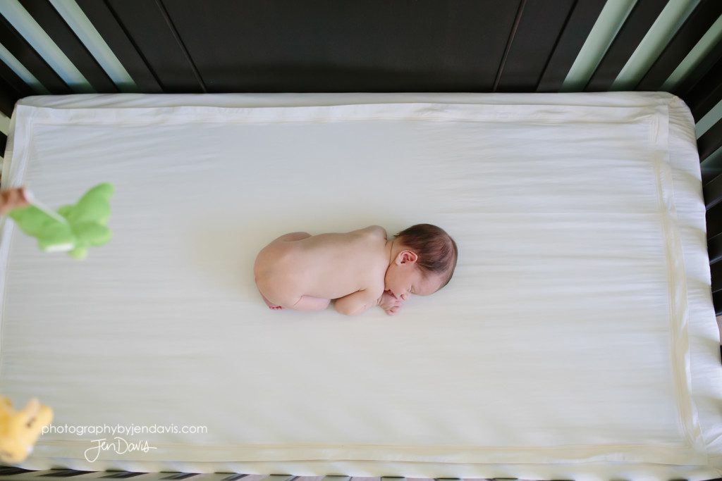 aerial view of baby in crib