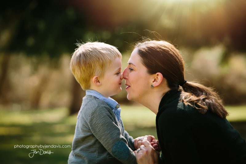 2 year old boy kissing mommy
