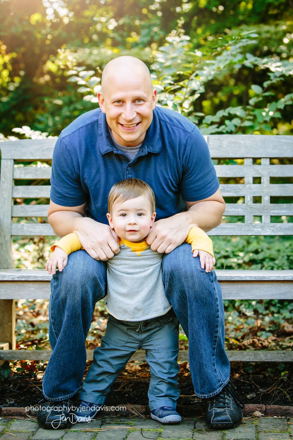 Dad and baby on bench