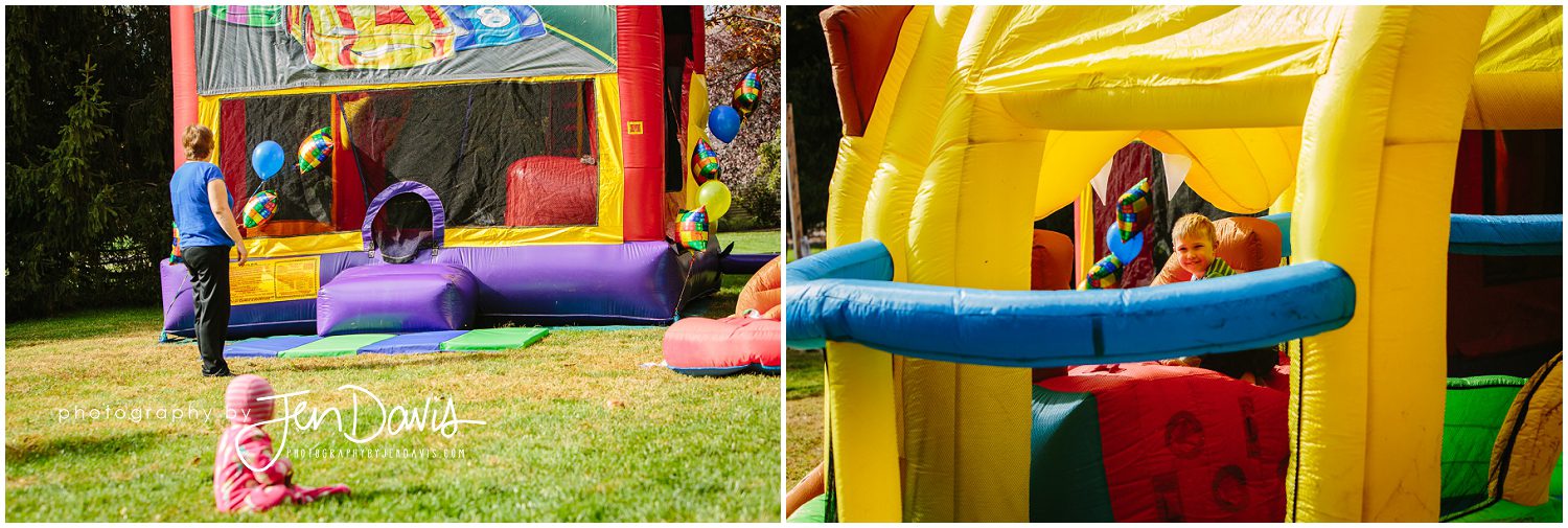 Inflatables at backyard party