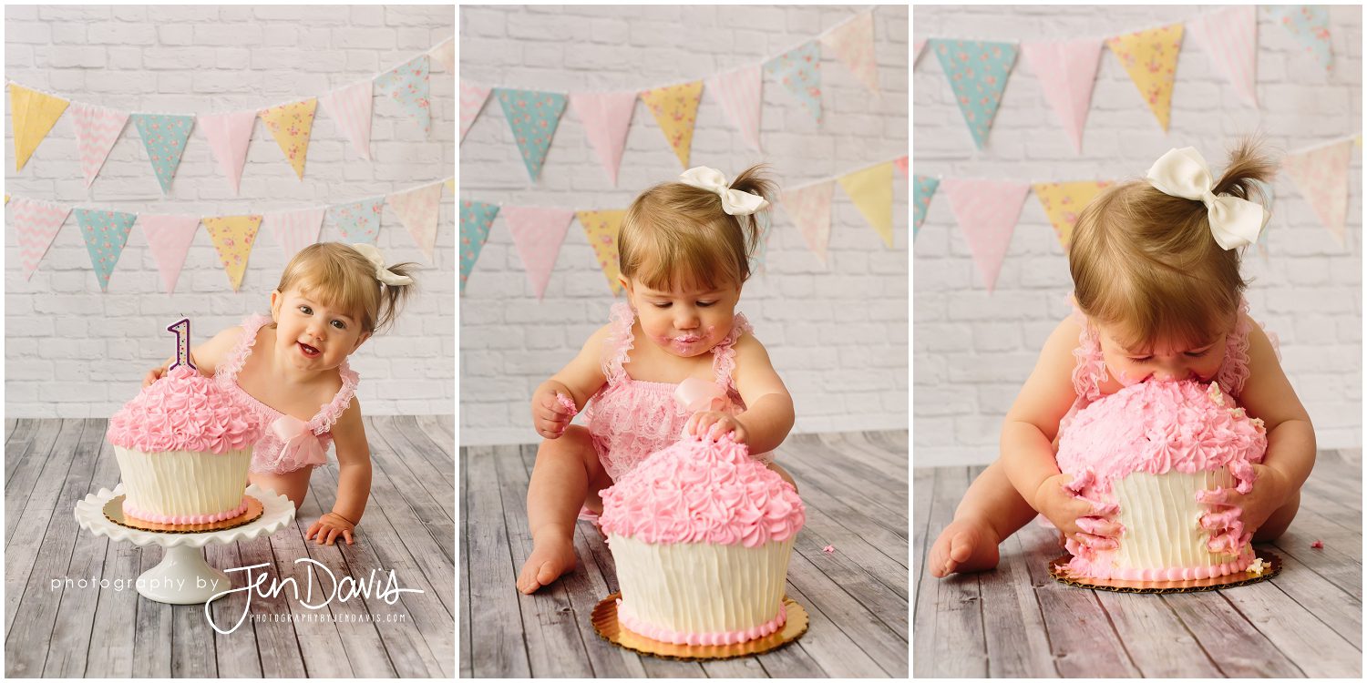first birthday girl cake smash