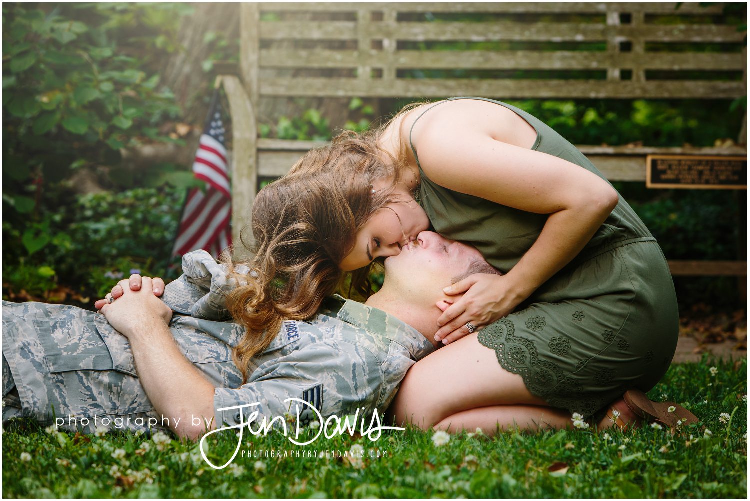 Military spouses kissing
