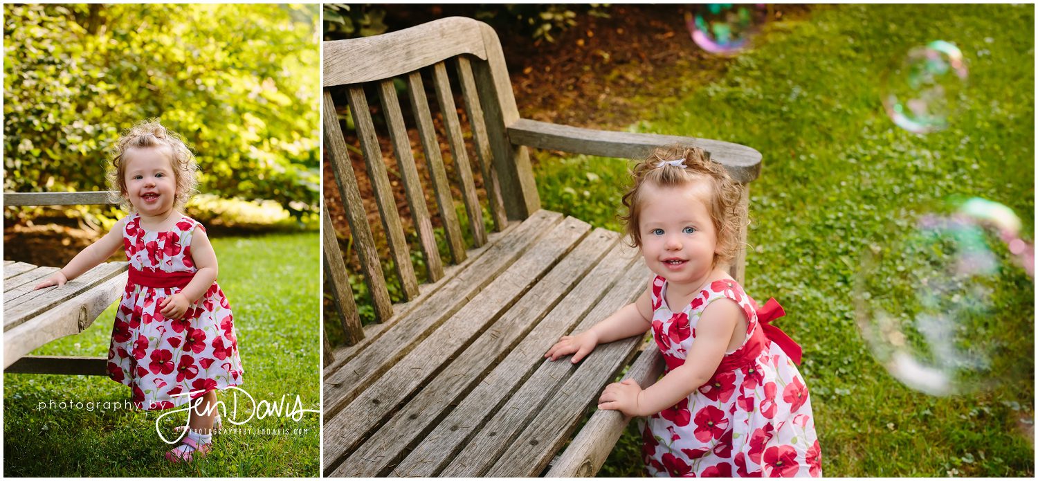1 year old birthday pictures in the garden