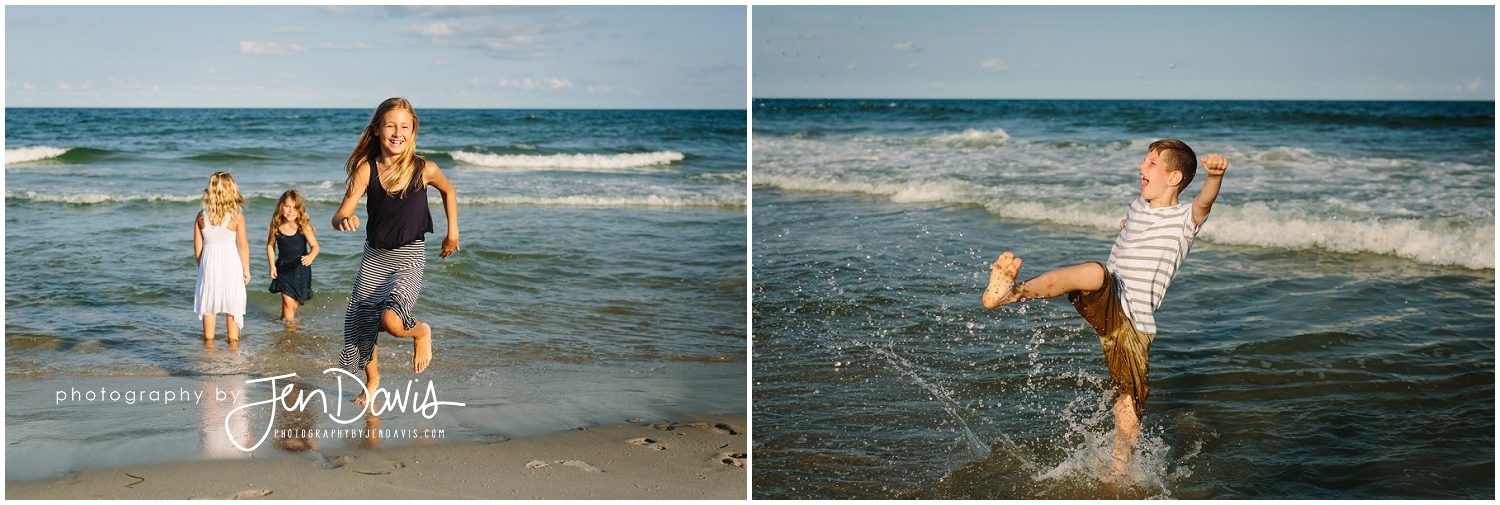 chilldren playing in the ocean in LBI, NJ