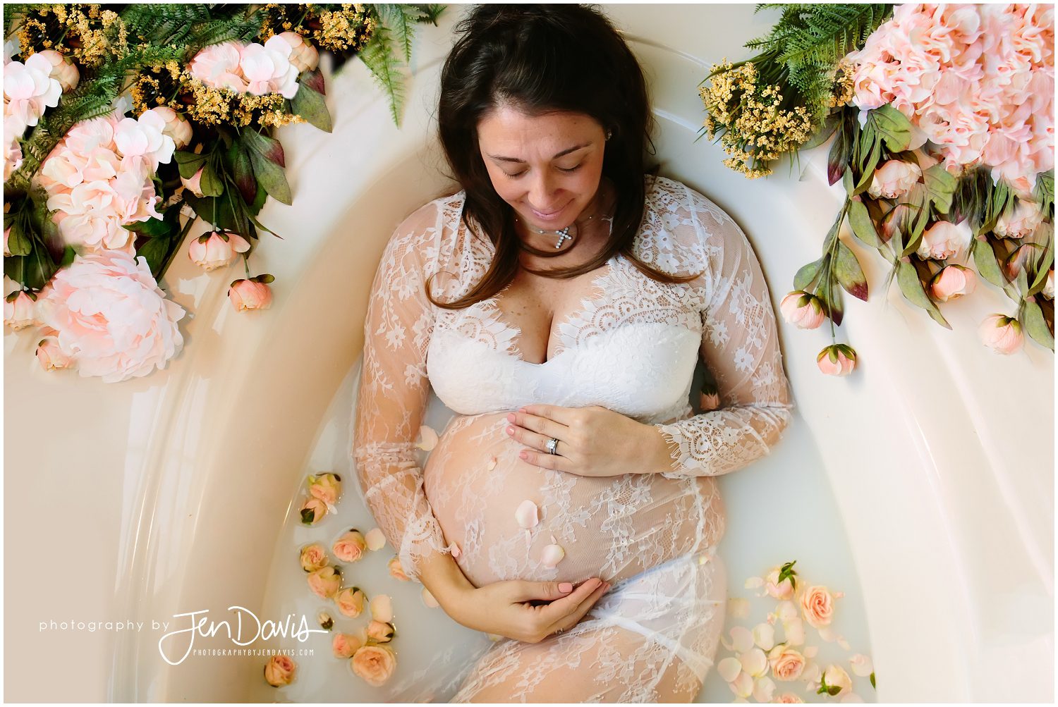 pregnant mom in a milk bath, maternity picture, princeton