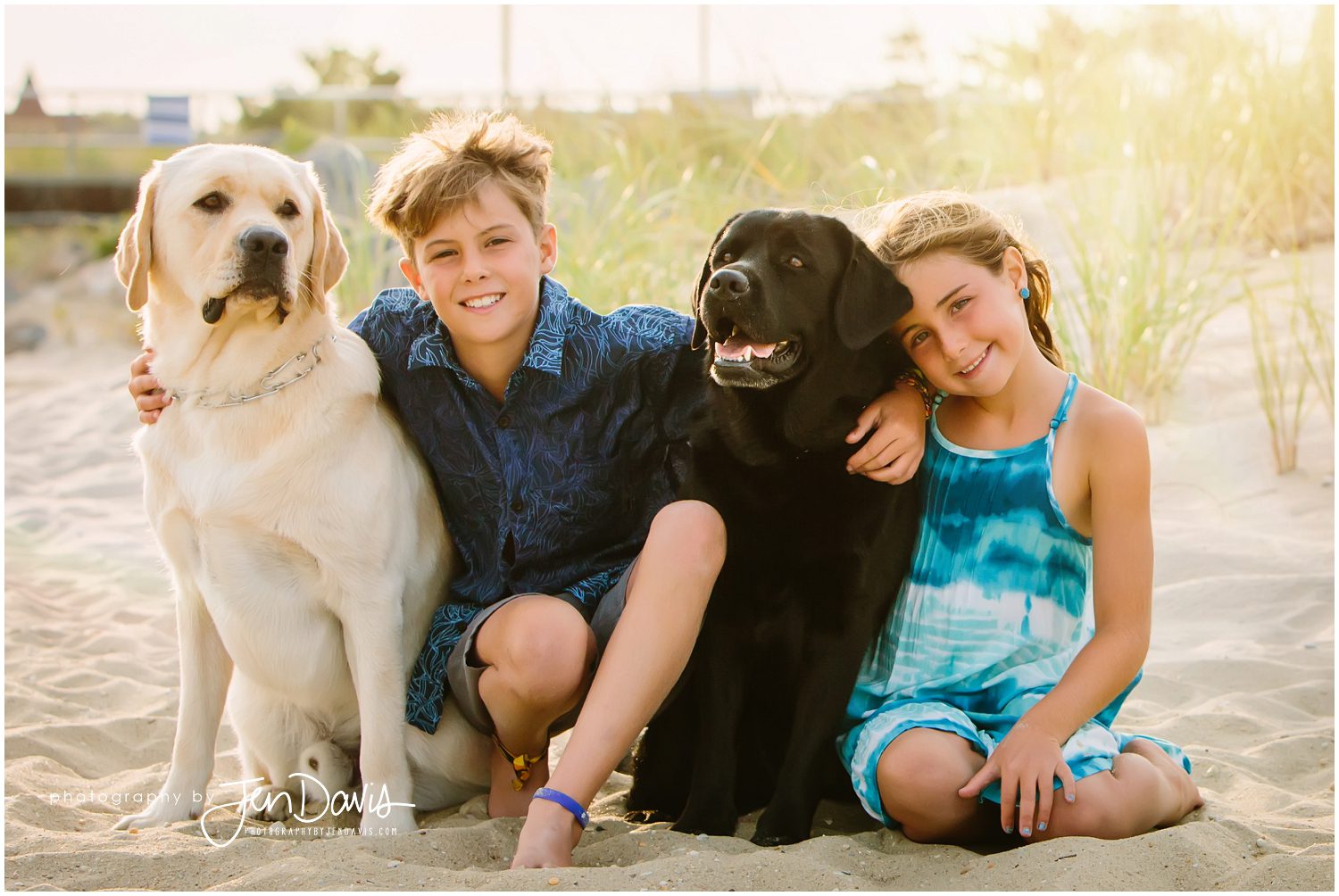 Ocean Grove beach pictures with children and dogs