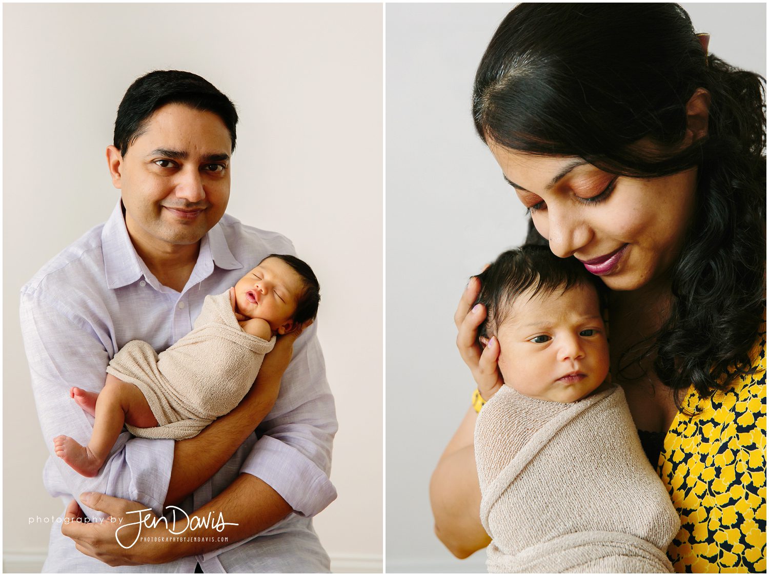 Mom and Dad smile with 14 day old baby
